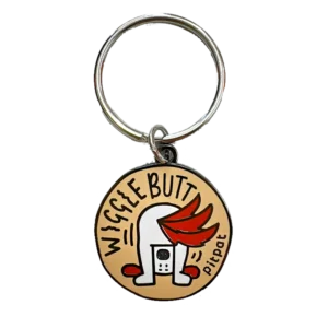 Hard enamel dog tag with wiggle butt design
